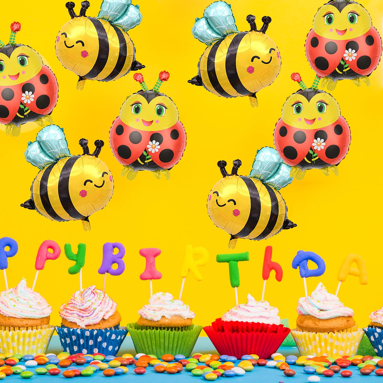 8 szt. balonów z pszczołami i biedronką na imprezę ogrodową o tematyce robaków urodziny baby shower wiosna lato dekoracje imprezowe materiały
