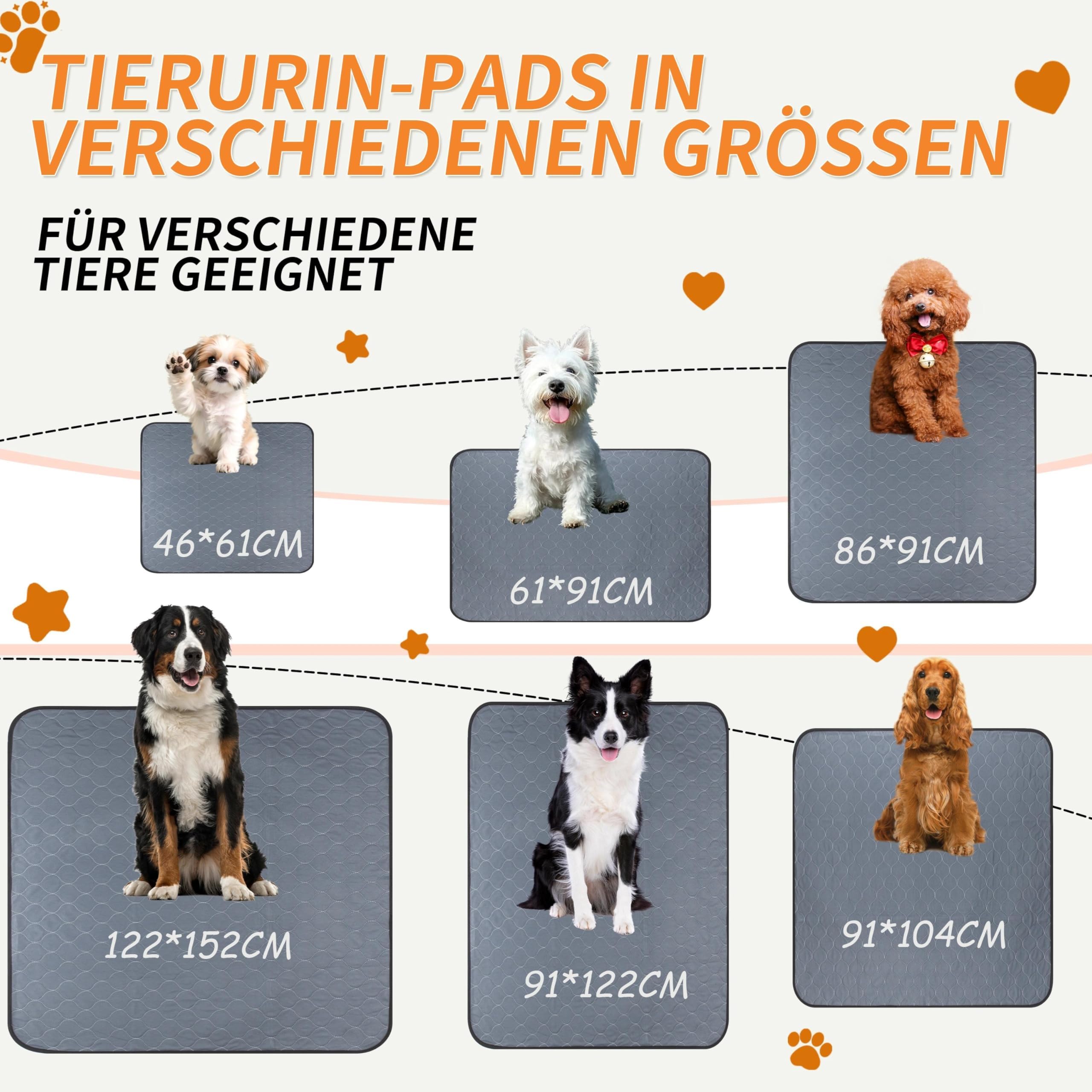 Bunlitent PIPI - Set di 5 tappetini lavabili per cani, impermeabili, 122 x 152 cm | Tappetino riutilizzabile per cani incontinenti, lavabile e ad assorbimento rapido