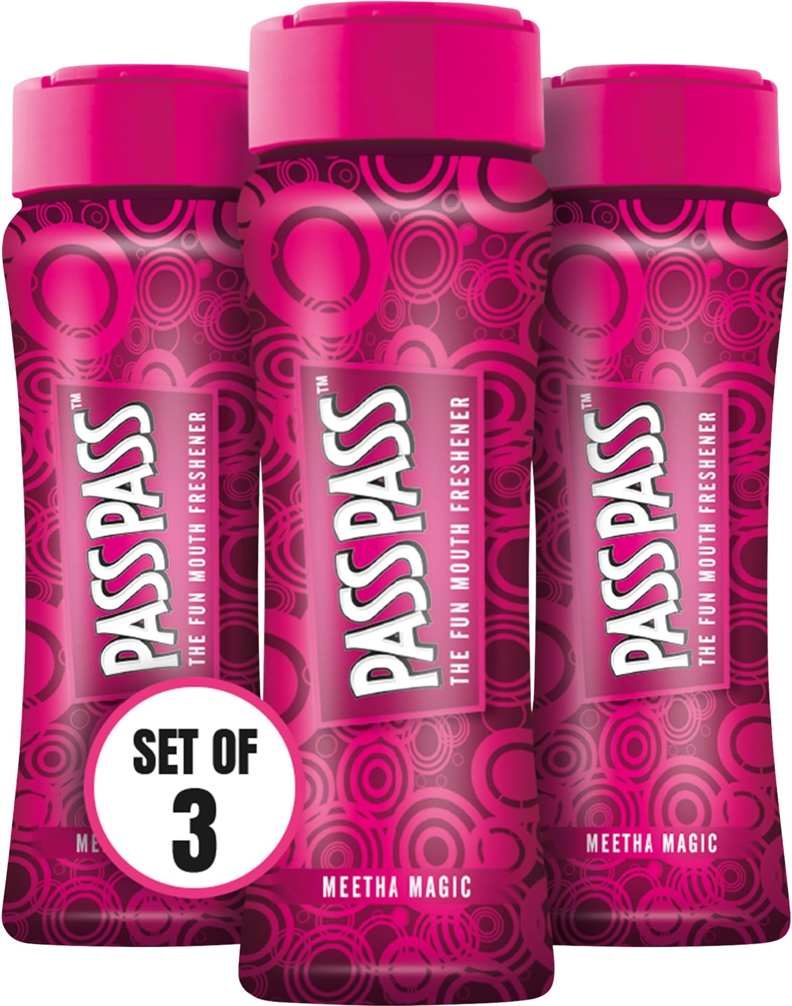 Pass Pass Meetha Magic | Premium Quality Indian Mouth Freshener Mukhwas With Fennel Candy, Cardamom, Rose Petals, Dry Dates, and Herbs - 12.18 Oz (3 x 115 g) Pack