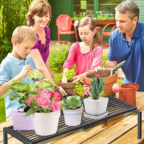 Miniatura 8 de Soporte de metal para plantas de 1 nivel para interiores y exteriores, soporte para macetas múltiples en maceta, estante para plantas, estantería de