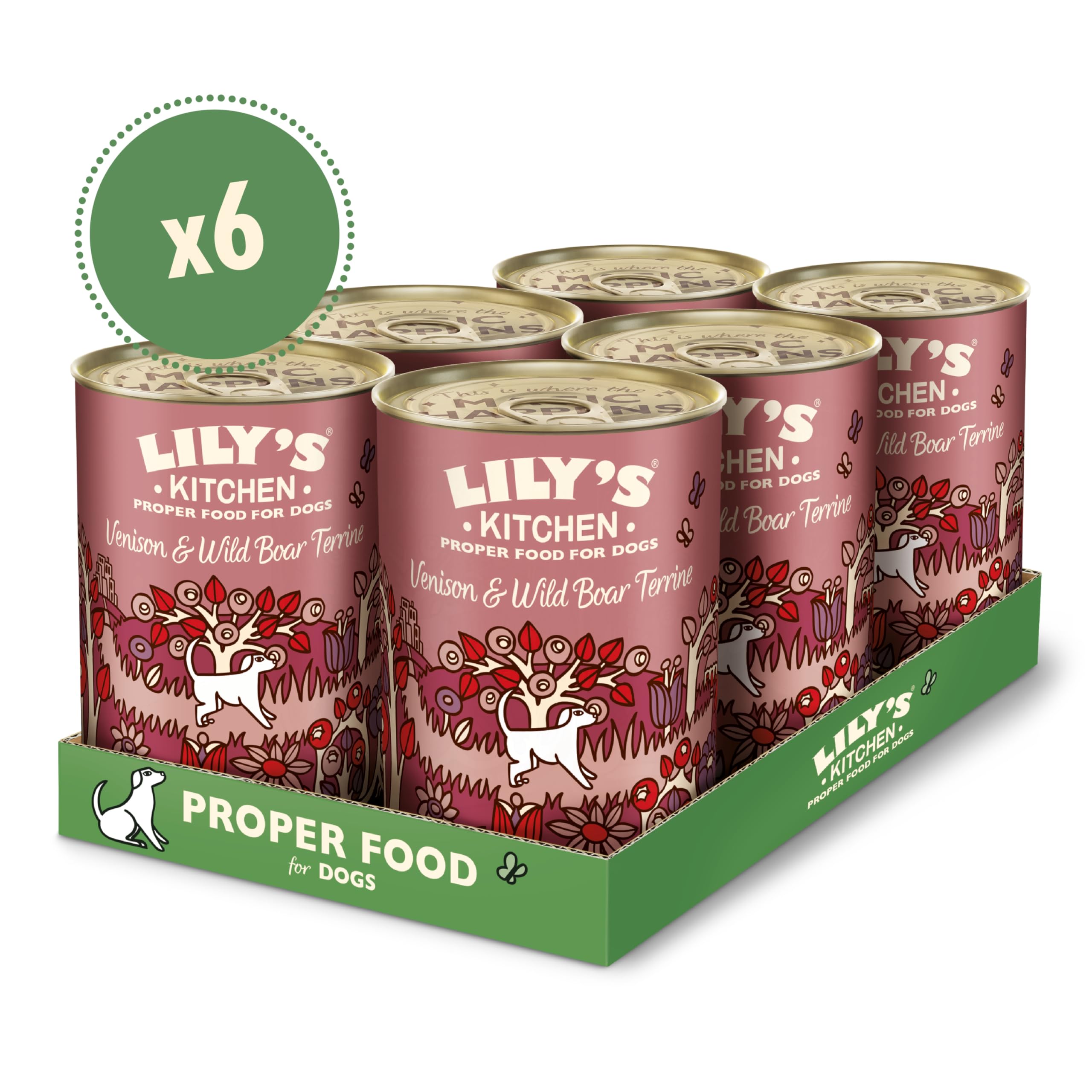 Lily's Kitchen Prodotto con ingredienti naturali Cibo umido per Cani con Terrina, Cervo e Cinghiale 6 x 400 g
