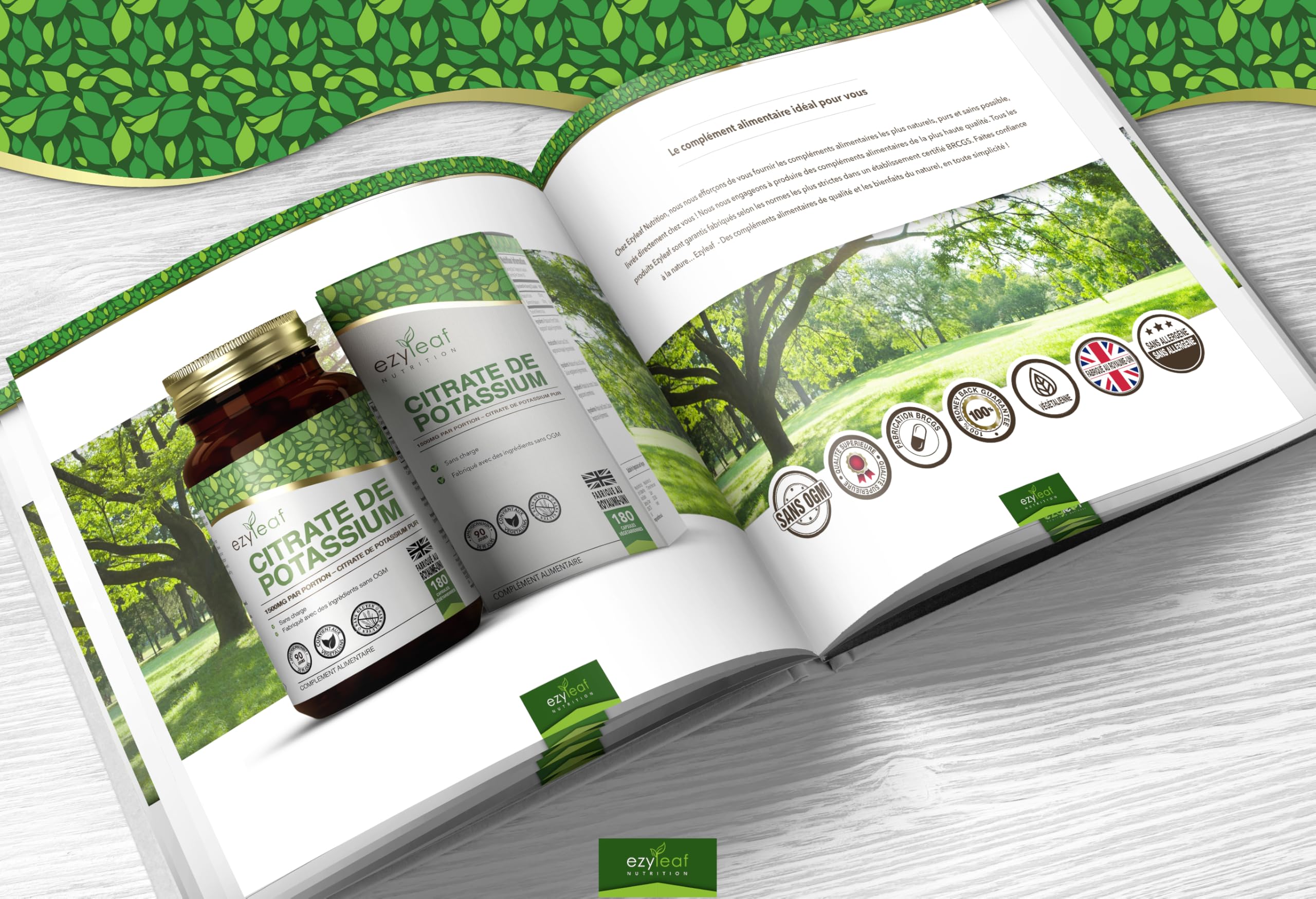 Ezyleaf Citrate de Potassium | 180 Capsules de Potassium à Haute Teneur - 1000mg de Potasium Citrate par Portion | Pas de charges Sans OGM Sans Gluten Sans Produit Laitier Sans Allergène