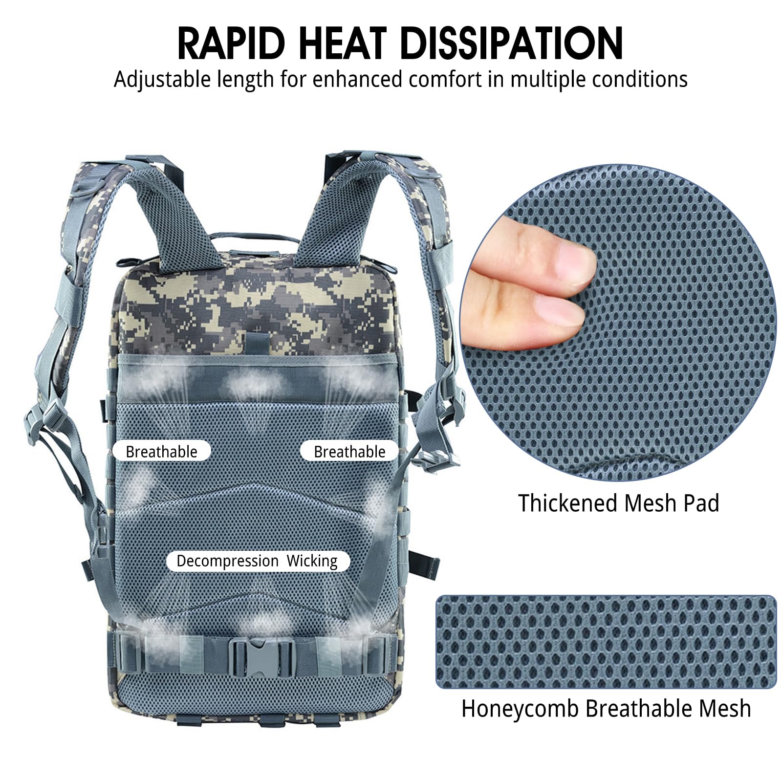 45L Zaino Tattico Militare Zaino Trekking 900D Oxford Impermeabile Backpack per Caccia Pesca Campeggio Montagna Viola