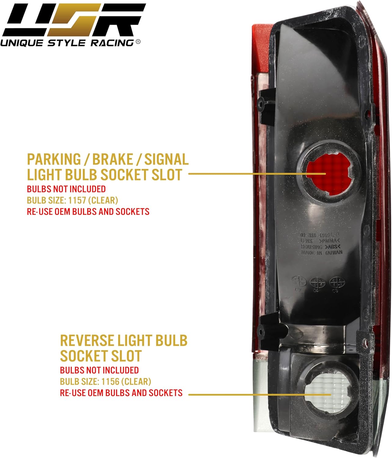 USR 87-89 F150 Pickup Tail Light – Tail Lamps (Left + Right) Pair - Compatible with 1987-1989 Ford F-150 / F250 / F350 Superduty Pick Up Truck and Bronco SUV All Models (DARK SMOKE RED TAIL LIGHTS)
