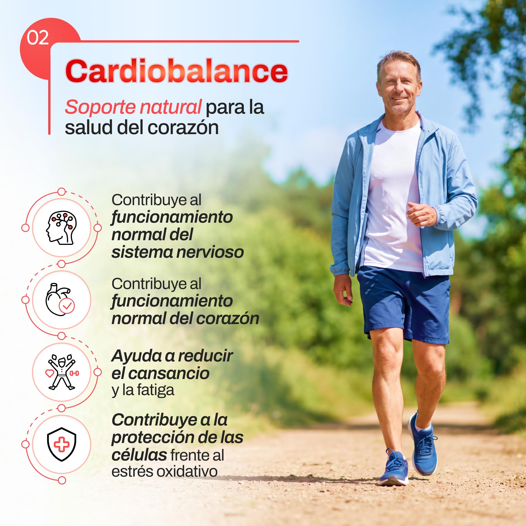 Cápsulas Cardiobalance | Salud del Corazón | Extracto de Arándano Rojo 450mg + Coenzima Q10 + L-Arginina | Fórmula Cardiovascular con Vitamina B1, B6, B9, Magnesio | 40 Cápsulas