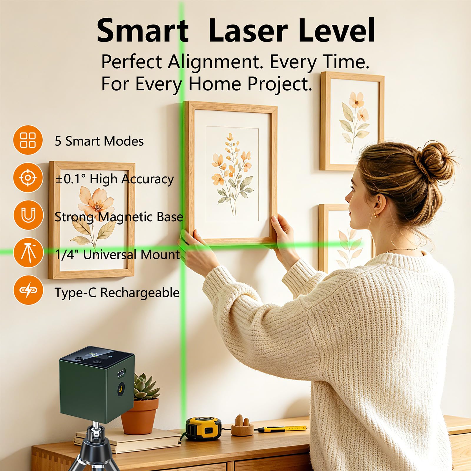 5-in-1 Laser Level - Angle Finder & Green/Red Laser -2