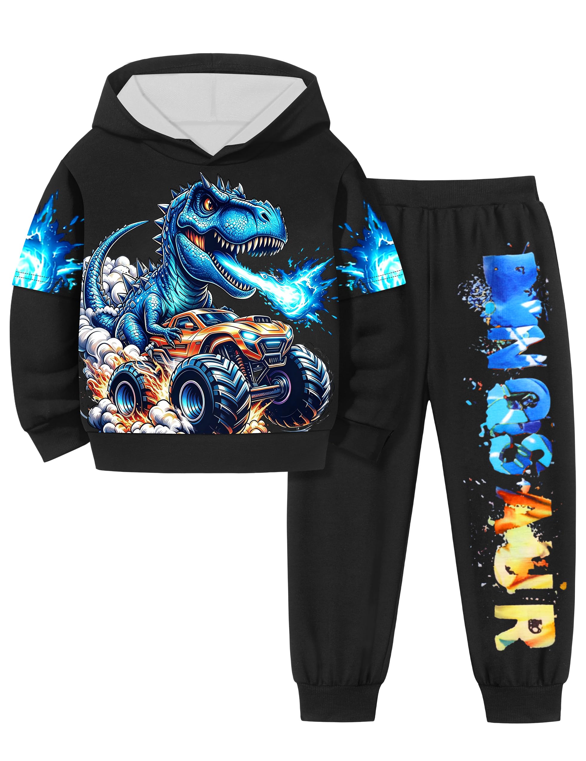 Toddler Boy Clothes Dinosaur Printed Hoodies Toddler Clothes for Boys Long Sleeve Sweatpants Set T-Rex Outfits 3-7t