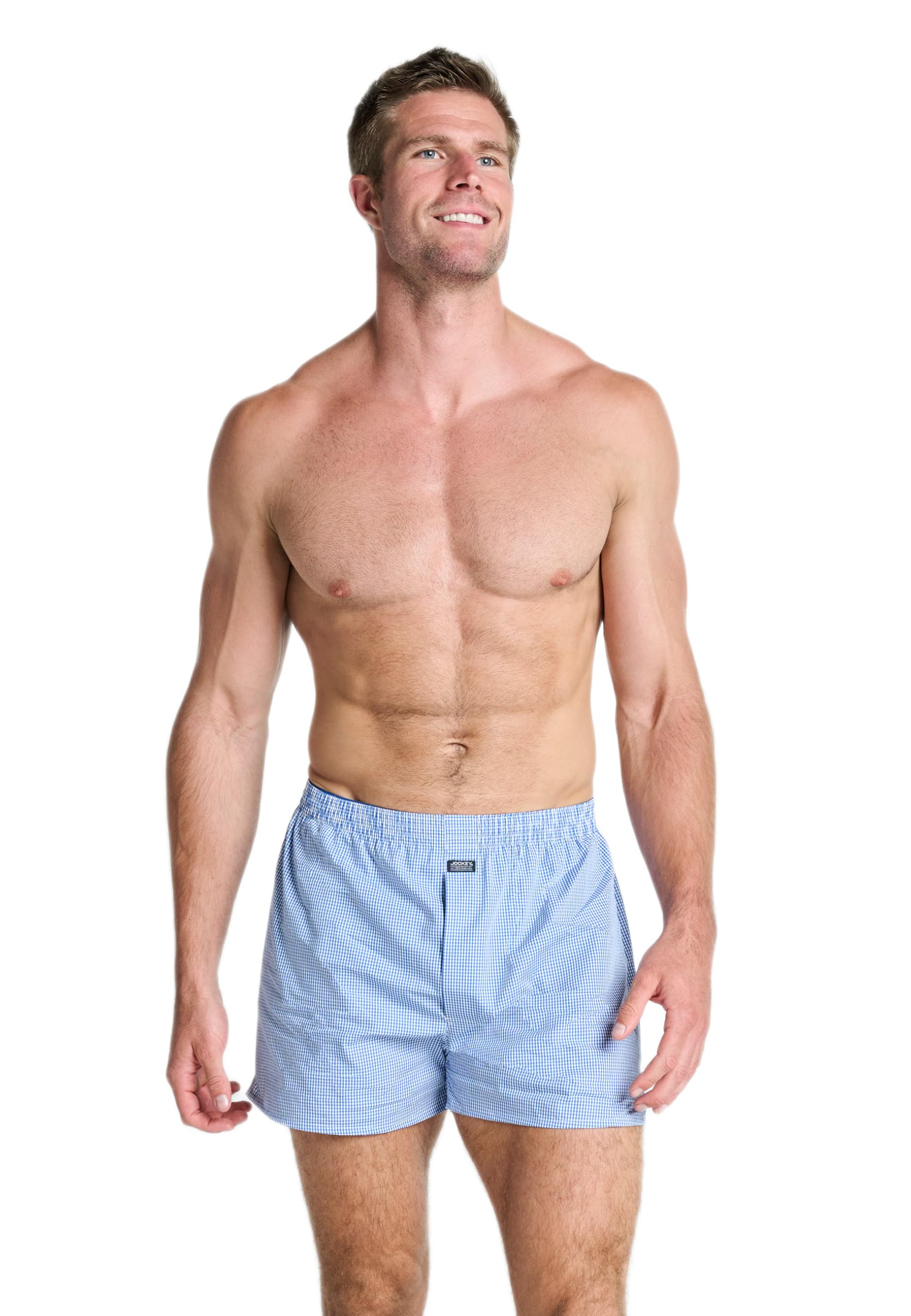 Jockey Men's Everyday Check Woven Boxer, Light Ink, 2XL