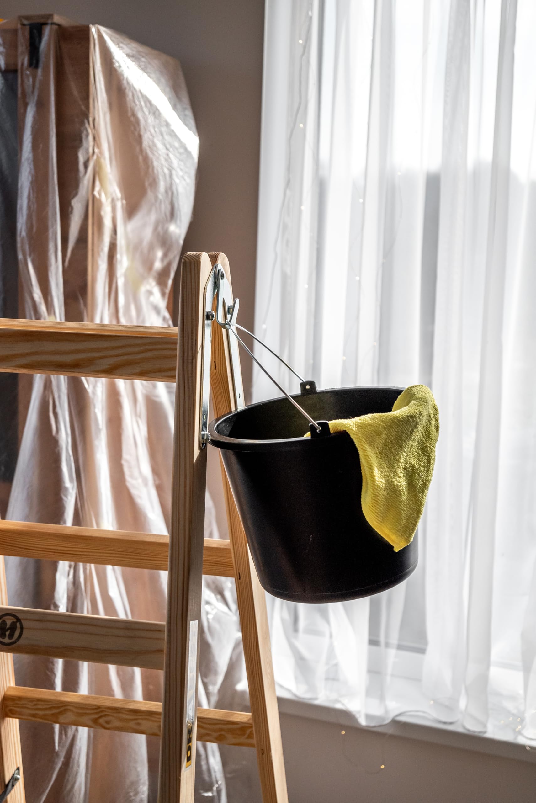 DRABEST - Scaletta pieghevole in legno per lavori di pittura 2x6 pioli m lunghezza calpestabile su entrambi i lati fino a 150 kg altezza di lavoro 1,82 m 3,3 m