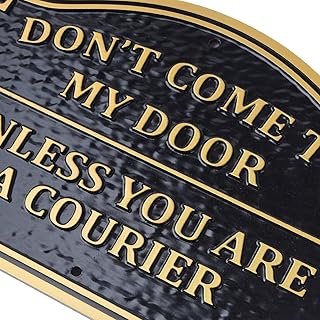 No Soliciting Yard Sign for House, Couriers Welcome Polite but Firm No Trespassing Sign, 11.45x7.45" Aluminum Metal Plaque with 31.75" Stake(A603)