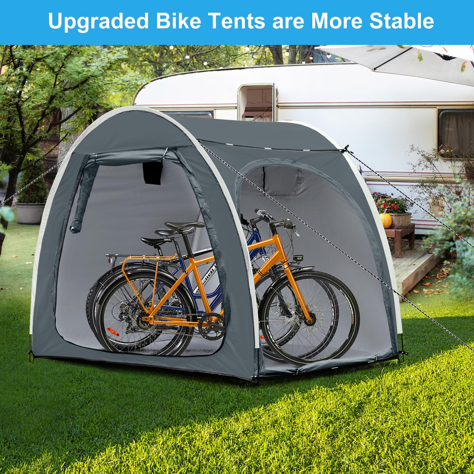 UNP Tenda per capanno per biciclette, portatile, per esterni, con tessuto Oxford 210D spesso PU4000, impermeabile per 1/2/3/4 biciclette, copertura per biciclette, tosaerba, attrezzi da giardino