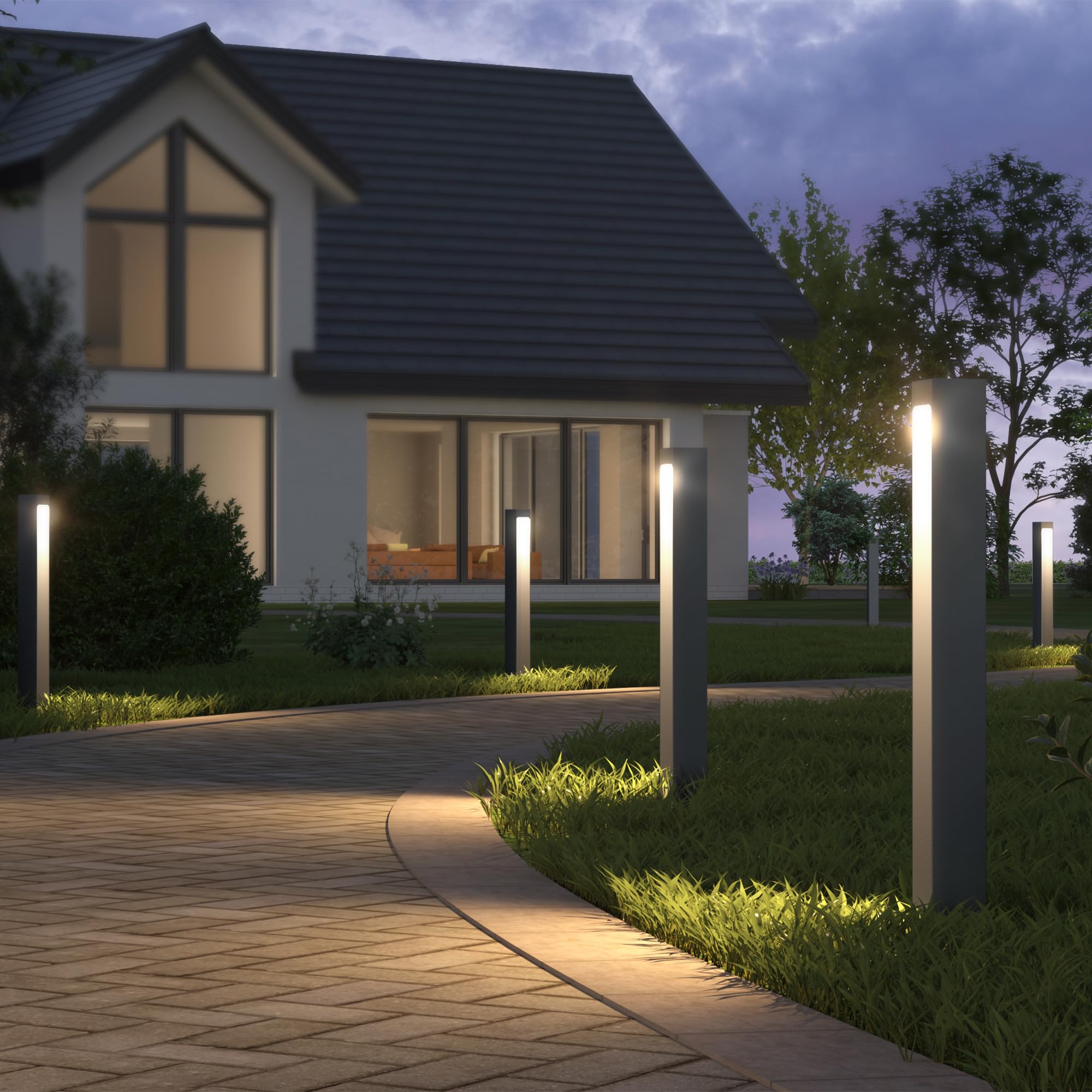 doporro Wegeleuchten Außen Stromanschluss 60cm Gartenleuchte IP65 5W | Gartenlampen für Draußen Strom, 3000K Warmweiß Pollerleuchte Standleuchte Außen, 6x6x60cm, Sandgrau dunkel, BaldersLights