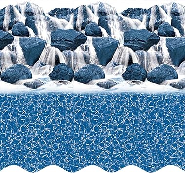 Smartline 15 ft Round Swimming Pool Liner | Waterfall | Overlap Style | 48-52 Inch Wall Height | 20 Gauge Heavy Duty Virgin Vinyl | Designed for Steel Sided Above Ground Pools