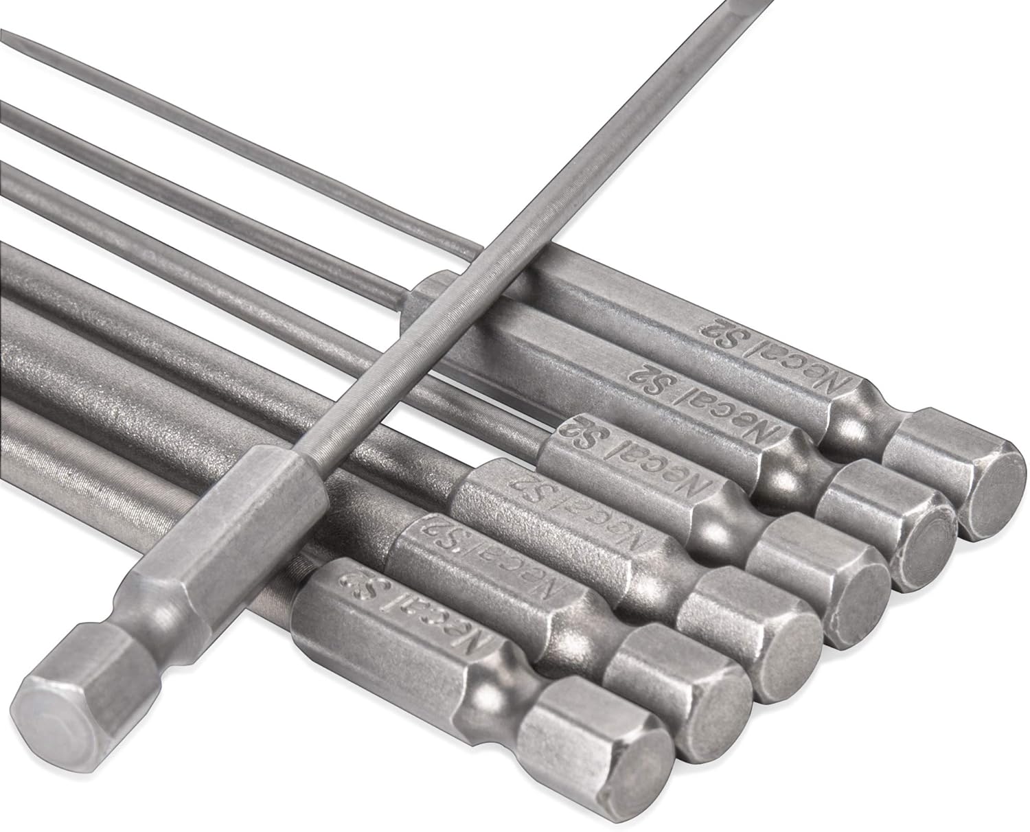 Rocaris 7 Pack Flat Head Slotted Tip Screwdriver Bit Set 100mm/4 inch Long Magnetic - 1/4 Inch Hex Shank