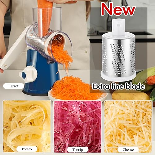 Miniatura 3 de Ourokhome Rallador giratorio de queso, manivela, trituradora de cocina, trituradora de mandolina de velocidad, máquina de afeitar de hielo con mango