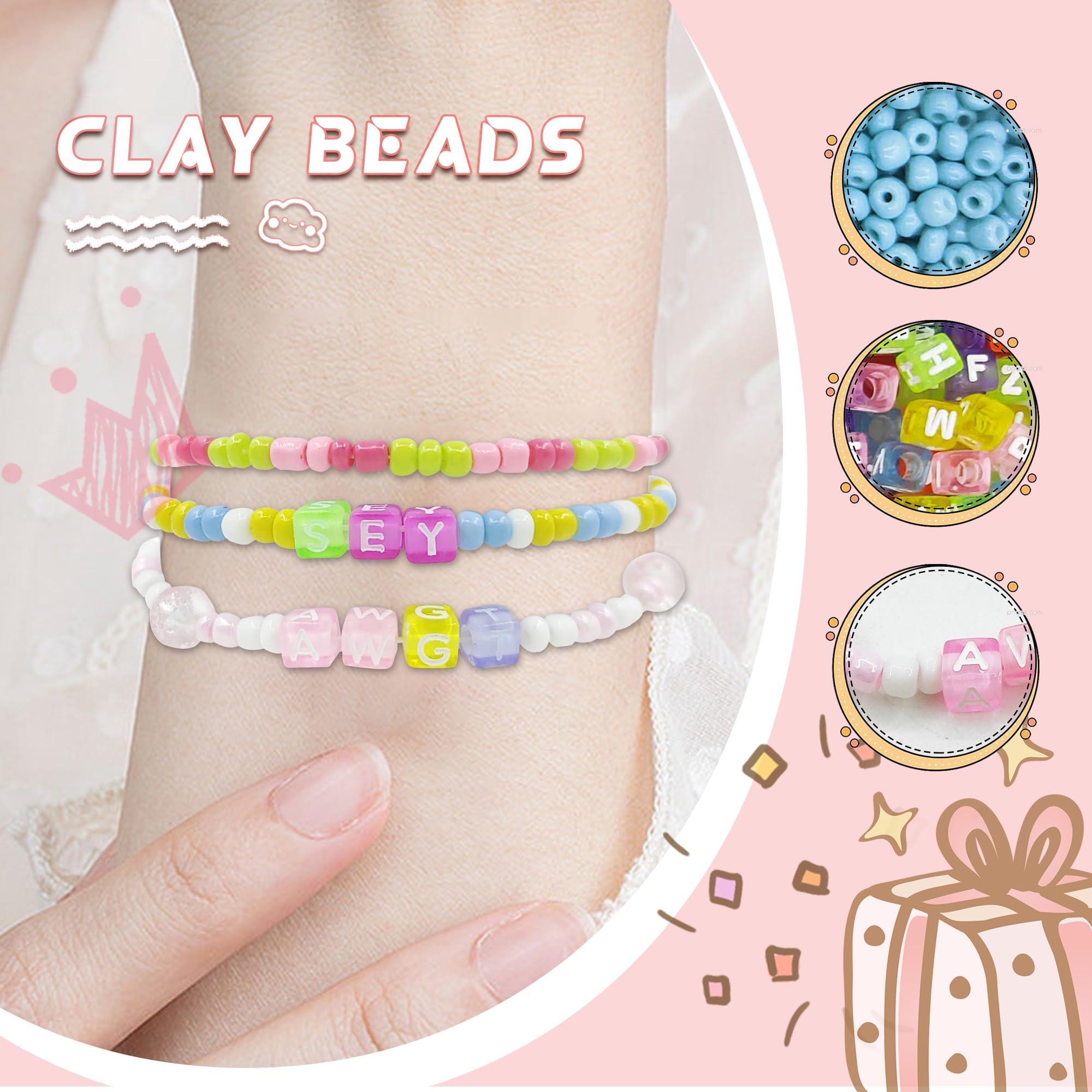 Bikasun DIY Armband Perlen Set - Weiße Gänseblümchen Perlen Mit Buchstaben Für Schmuckbasteln