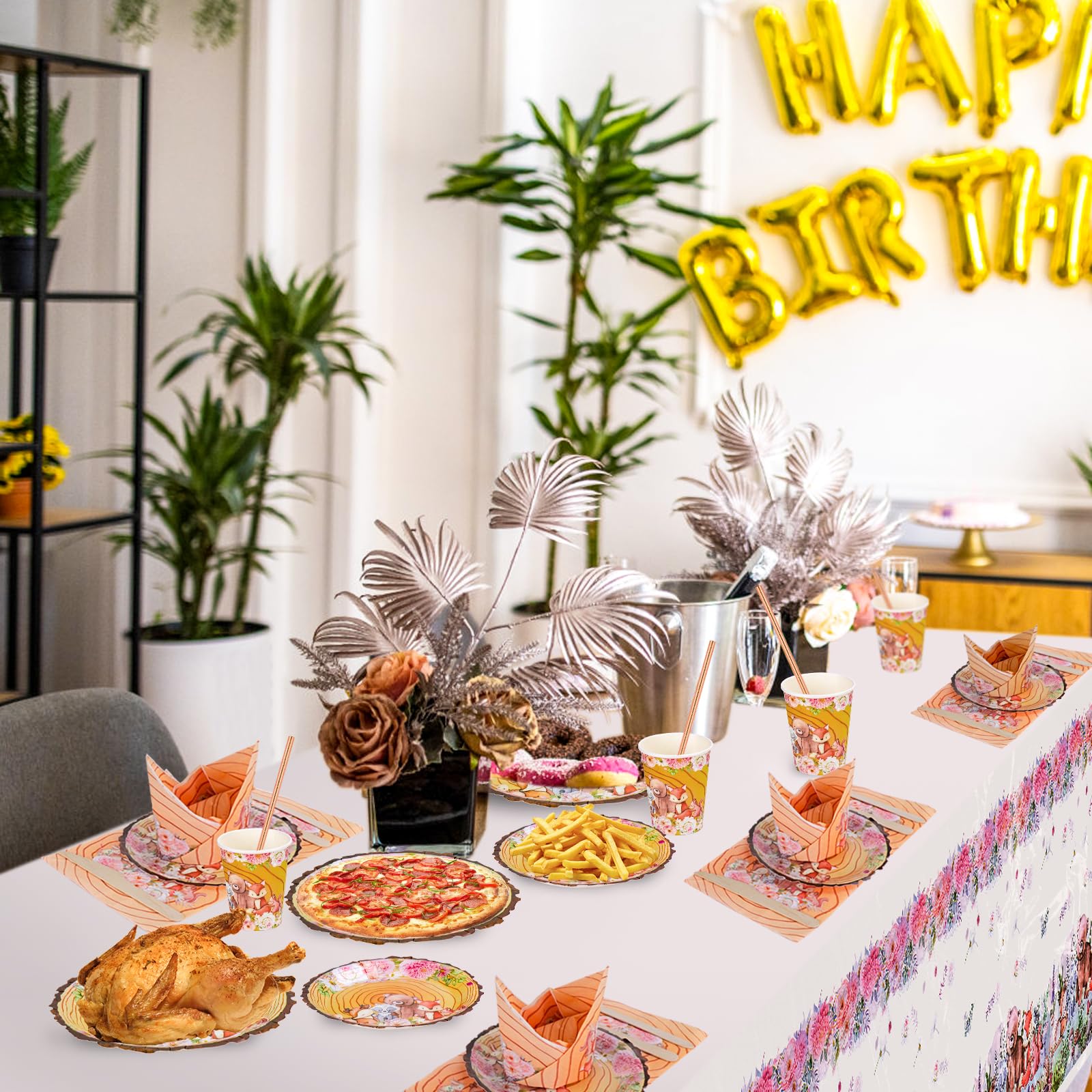 Set Stoviglie Safari Per 30 Ospiti - 150 Pezzi Con Piatti, Tazze, Tovaglioli E Cannucce - Foto 2