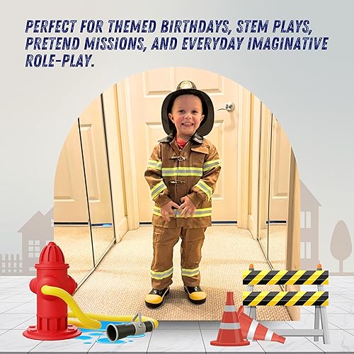 Miniatura 6 de Dress Up America Disfraz de bombero para niños, disfraz de bombero de juego de rol