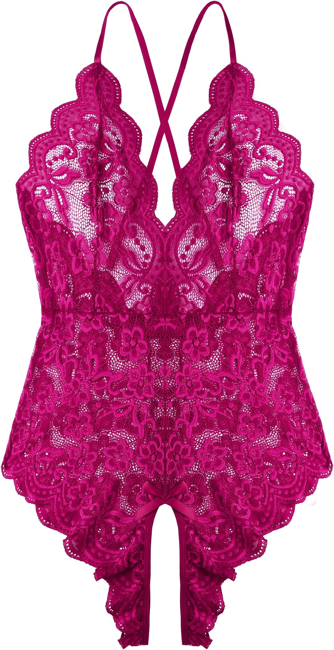 LahaimaWomen One Piece Lingerie Sexy Teddy V Neck Bodysuit Lace Nightie