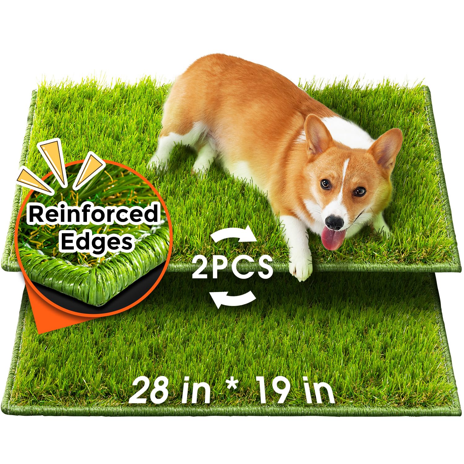 Hompet Artificial Grass for Dogs, 28"x19", Professional Dog Grass Mat, Easy to Clean with Drainage Holes, Potty Training Pad and Replacement Fake Grass Turf, Outdoor Rug Patio Lawn Decoration