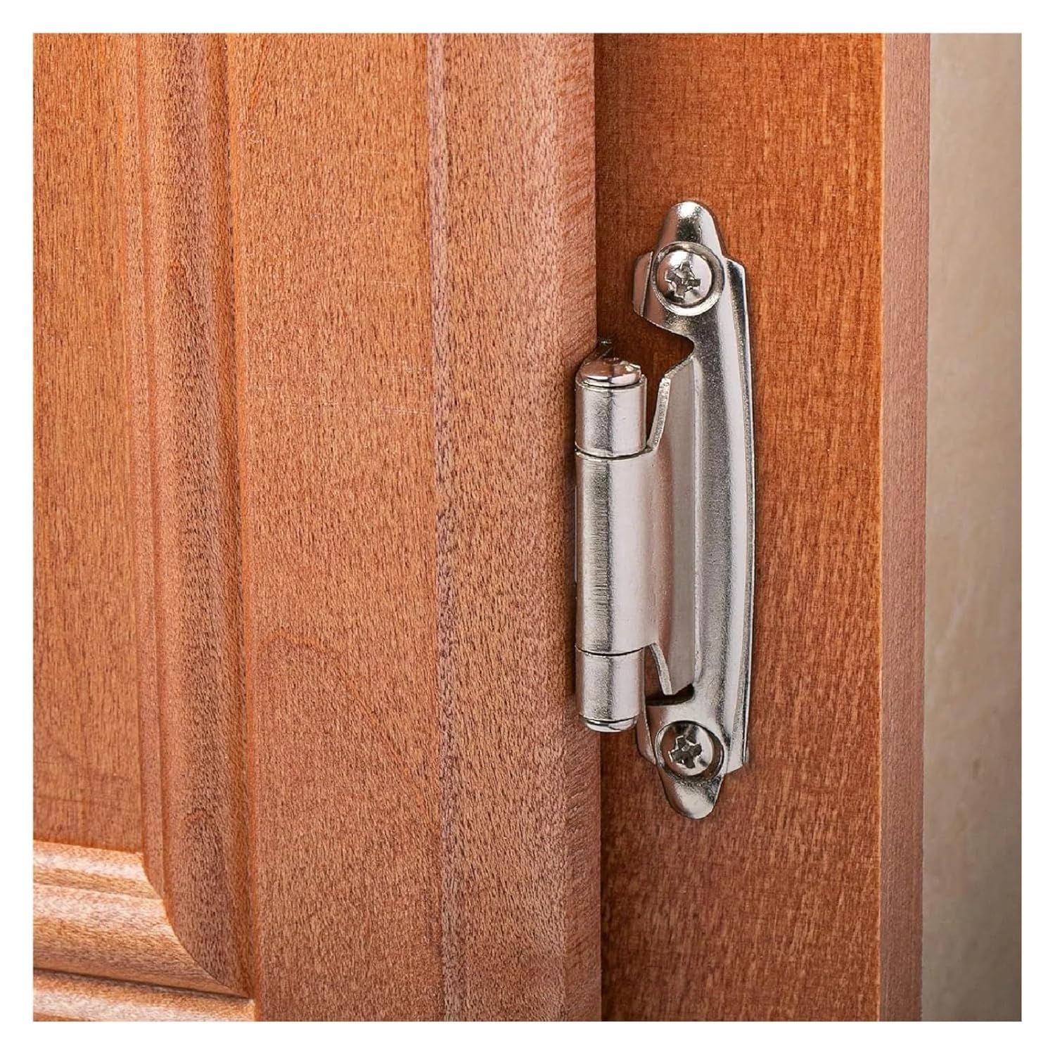 Eisenwaren Viladepot 1/2" Cabinet Hinges 10PCS Embedded Flat Cover Sprung Kitchen Room Cabinet Hinges Bright Nickel Furniture Hardware