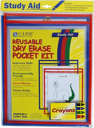 Miniatura 7 de Juego de crayones y hojas para colorear de borrado en seco de tamaño grande de C-Line