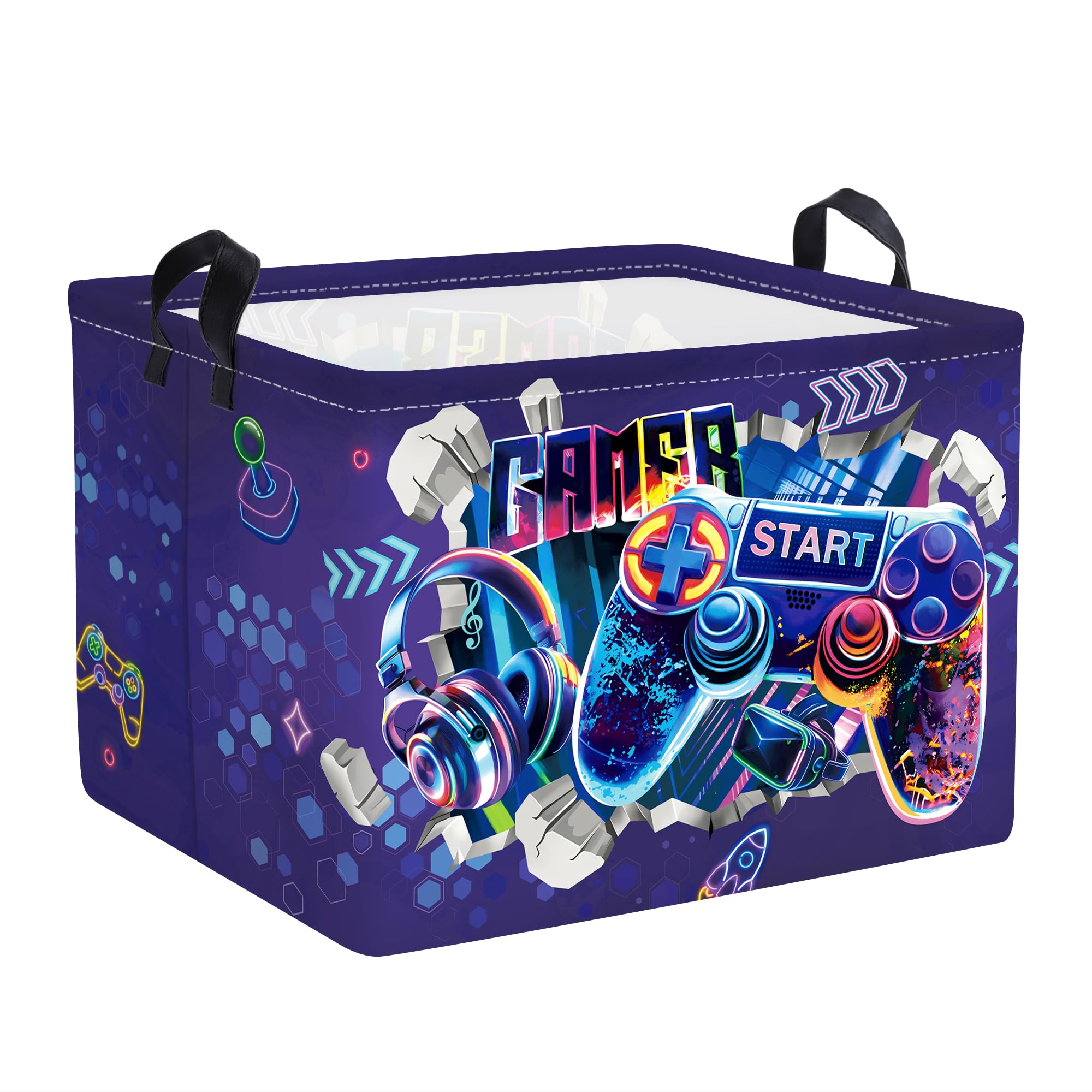 Clastyle Video Game Kid Storage Basket Foldable Boy Laundry Hamper, 36L