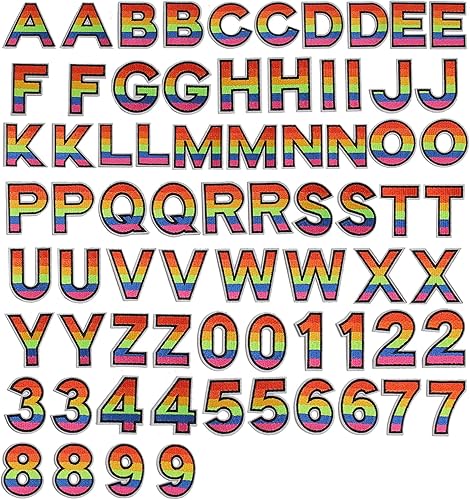 Miniatura 30 de GYGYL 36 Parches de Letras y Números para Planchar, Parches de Letras de Animales, Parche Bordado del Alfabeto A-Z, Números 0-9 Aplique para Ropa
