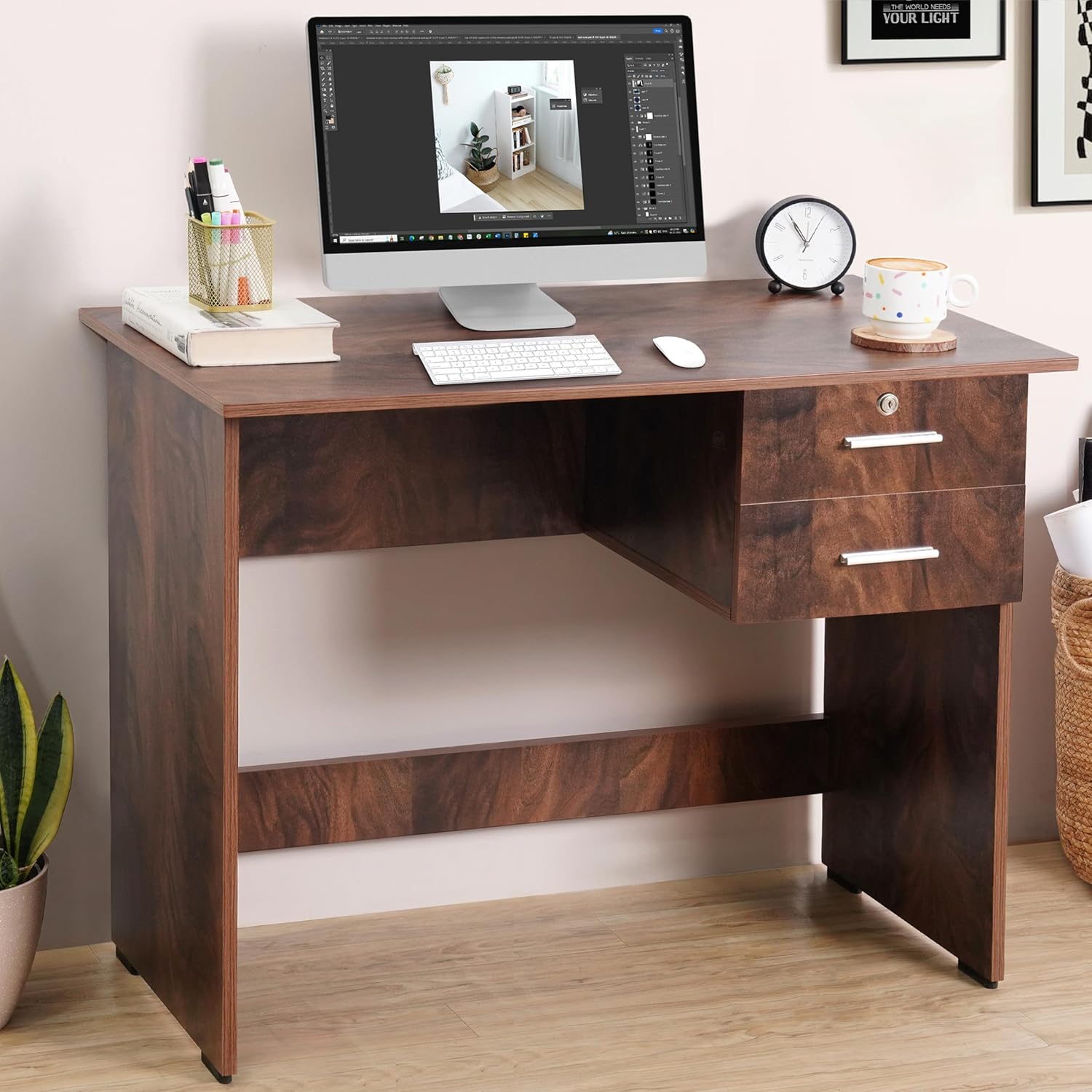 ABOUT SPACE Study Table with 2 Drawers (1 Lockable)- Office Desk ...