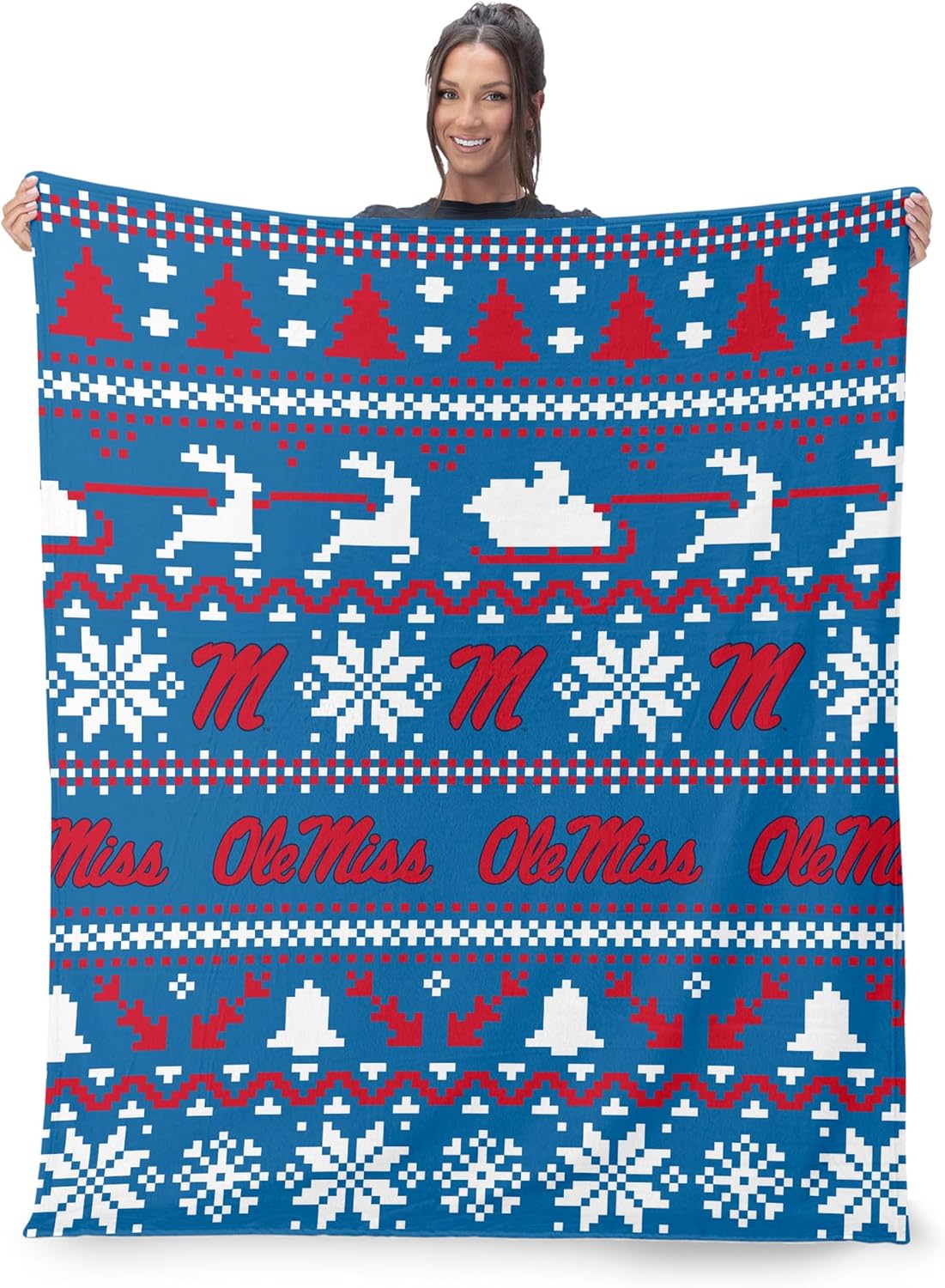 NORTHWEST NCAA Ole Miss Rebels, Xmas Time, Silk Touch Throw Blanket, 50 x 60 Inches