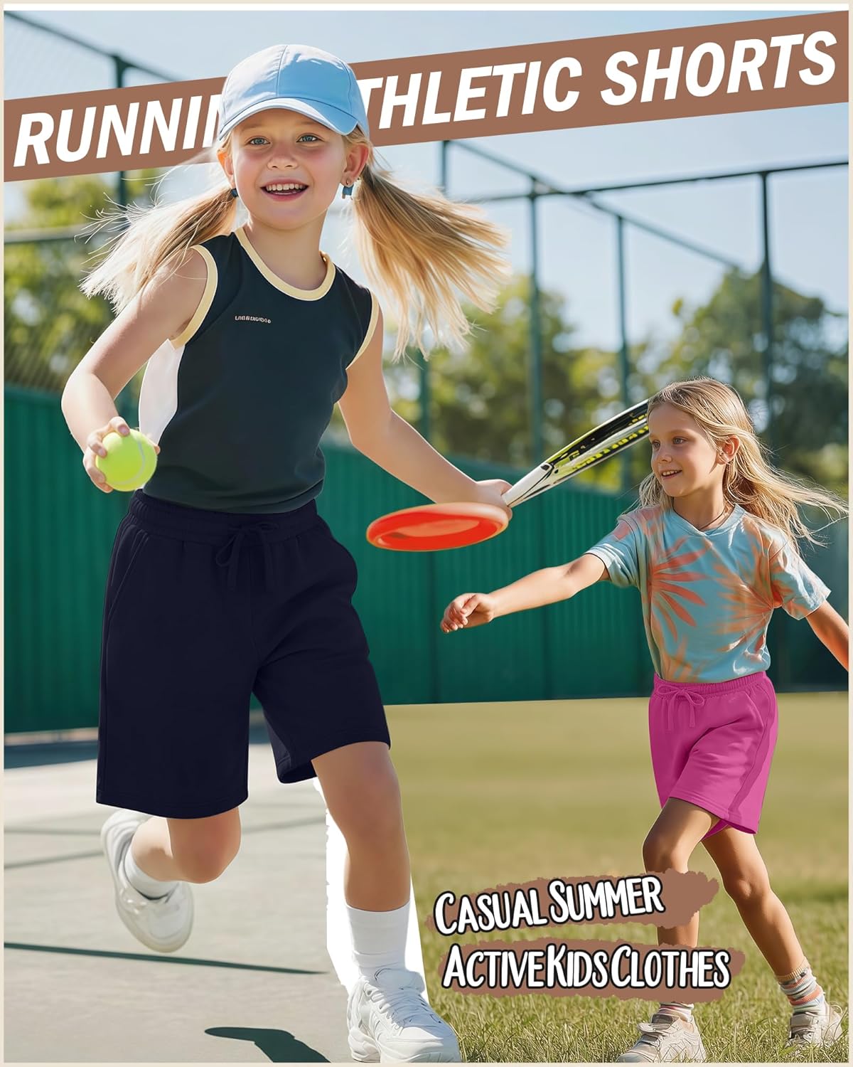 5 Pack Girls' Bermuda Shorts with Pockets Drawstring Running Athletic Shorts Casual Summer Active Kids Clothes - Image 4