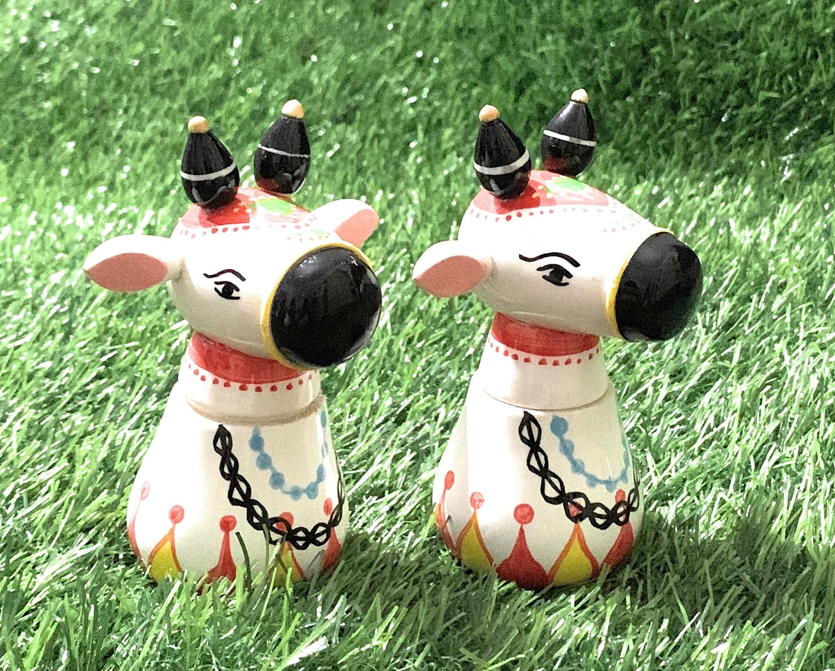 Crafts India® Handcrafted channapatna Wooden Nandi/cow KumKuma Bharani pair doll - 8 cms (B0CBHNFCNN) Amazon Price History, Amazon Price Tracker