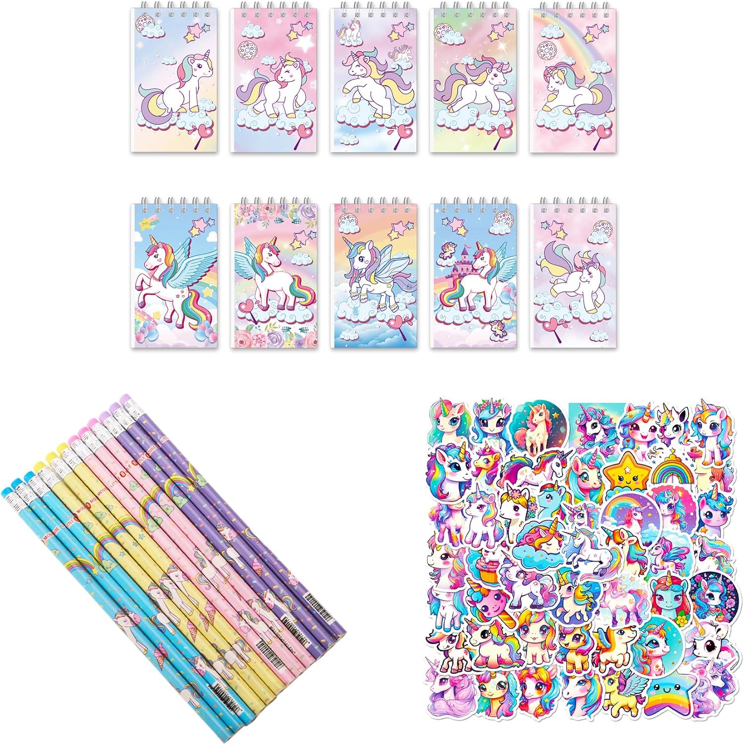 Unicorn Stationery Set - Unicorn Party Bags Fillers, Unicorns Pencils, Unicorns Book, Girls Gifts for Birthday, School Stationery, Rewards, Supplies Pre Filled Party Bags, Girls Stationery Set