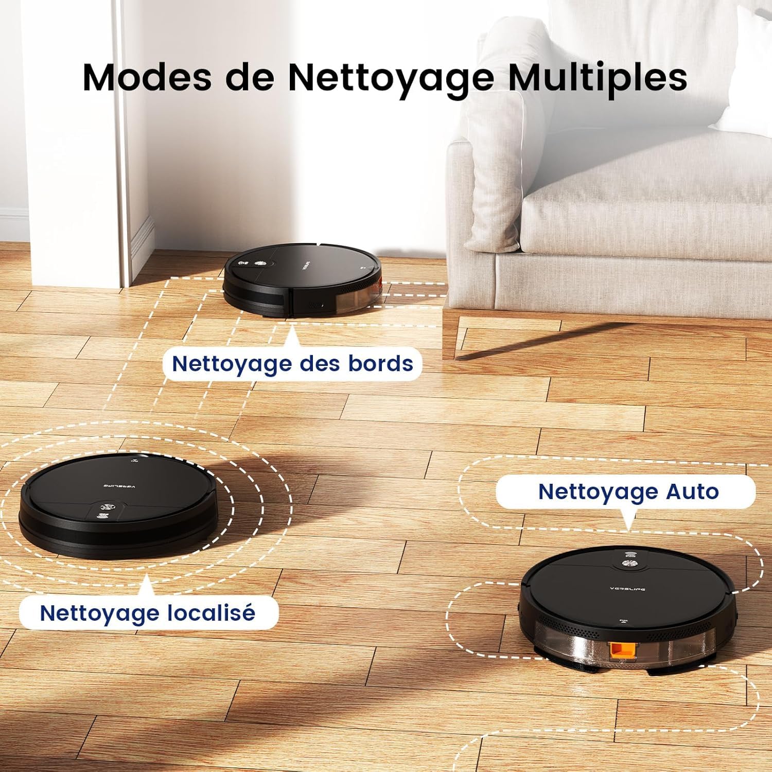 VersLife L6 Robot Aspirateur Laveur, 2 en 1 Aspirateur Robot Laveur, 4000Pa, 120 Min d'Autonomie, Alexa/WiFi/APP/Télécommande, Ricarica Automatica, pour Sols Durs, Tapis et Poils d'animaux (Noir)