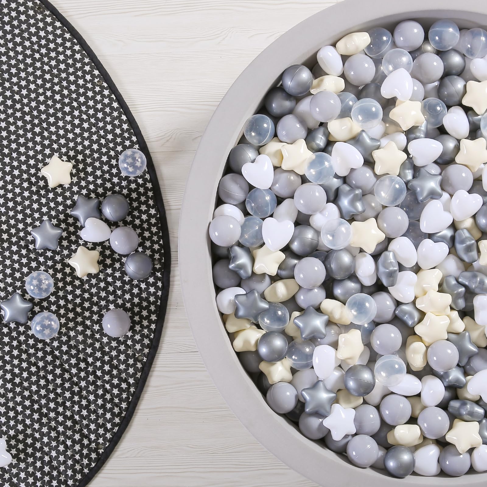 GOGOSO Ball Pit Balls,Plastics Balls for Ball Pit, Stars Hearts Shape for PastelBall for Toddlers Kids