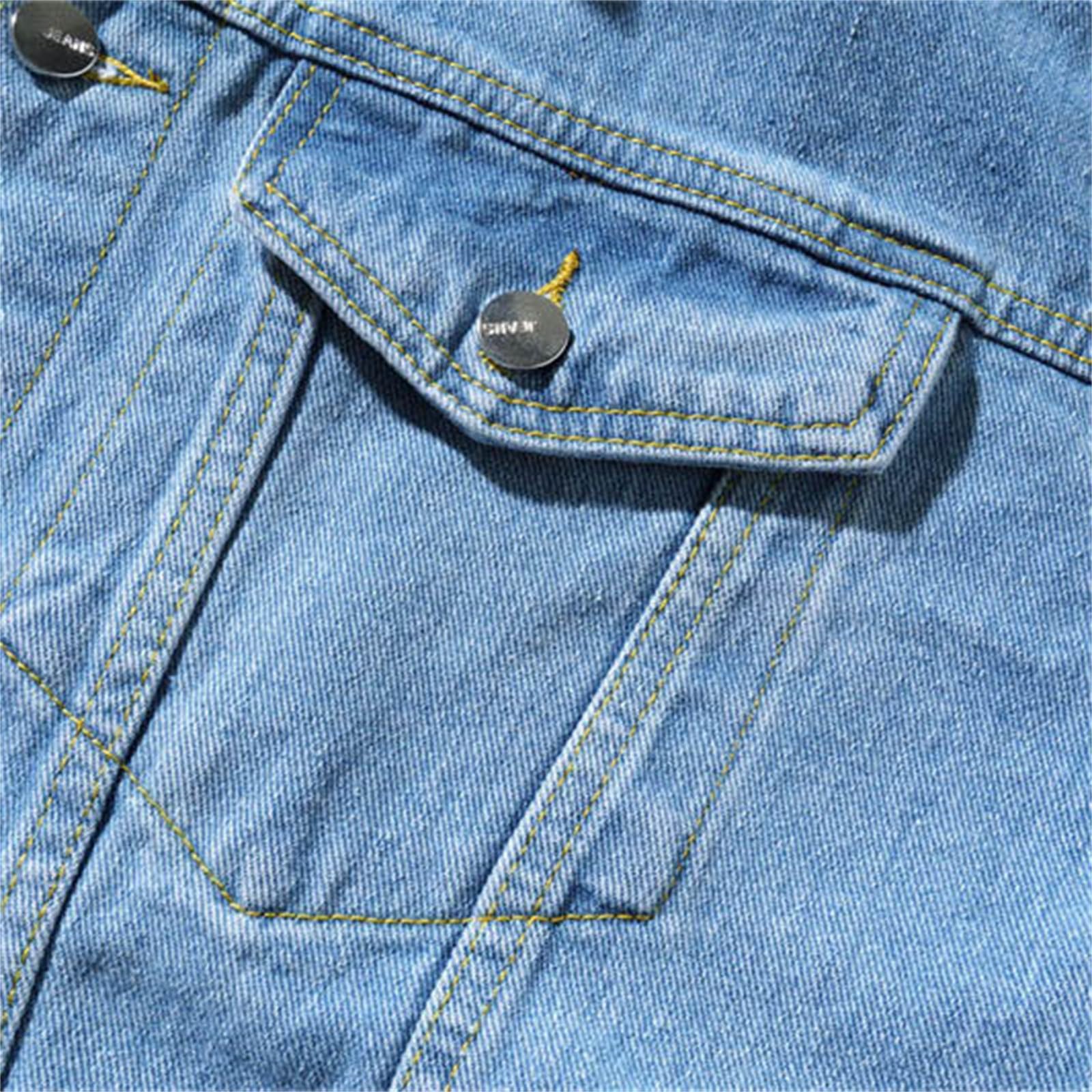 Générique Giacca in Jeans con Cappuccio da Uomo, Larga, Grande Taglia Alla Moda, Primavera e Autunno 2024