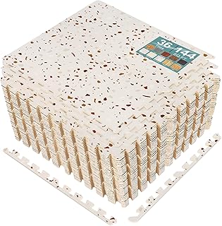 Sorbus Wood Grain Floor Tiles Foam Mat EVA Interlocking Mats Tile 3/8-Inch Thick Flooring Wood Puzzle Exercise Mats w/Borders - Home Playroom Basement, Apartment, Trade Show, Baby, Dance