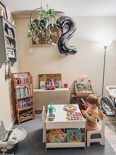 Miniatura 4 de Asweets Juego de mesa y silla para niños, escritorio 4 en 1 con cajón de almacenamiento, mesa de actividades de madera para mesa desmontable 2 en 1,