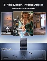 Mini proiector portabil Aurzen cu baterie încorporată pliabilă, suport 4K, focalizare automată, corecție trapezoidală, Bluetooth 5.4, HDMI, USB, gri 6