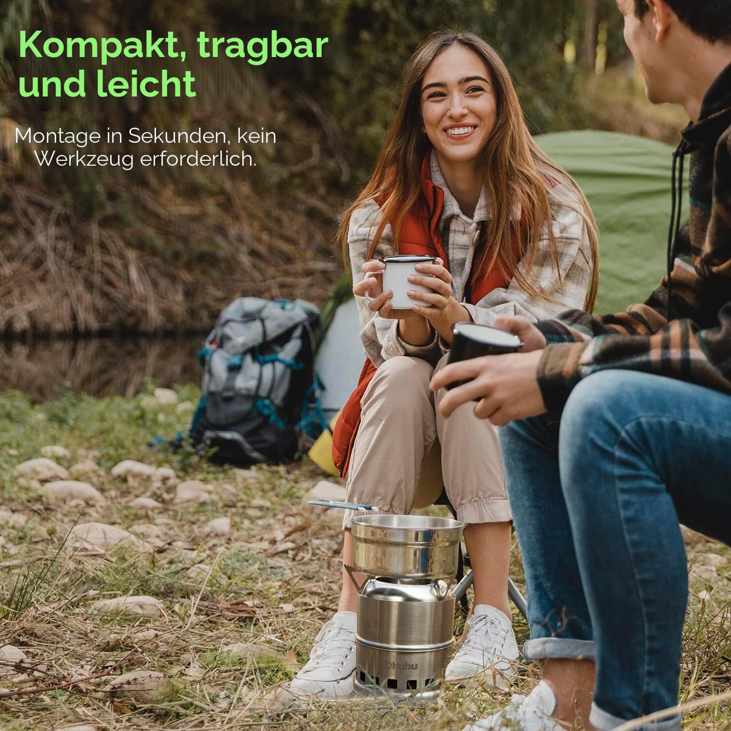 Hobo Kocher Camping Outdoor Ofen, holzofen stove aus Edelstahl mit Tragetasche für BBQ Picknick Wandern Reisen