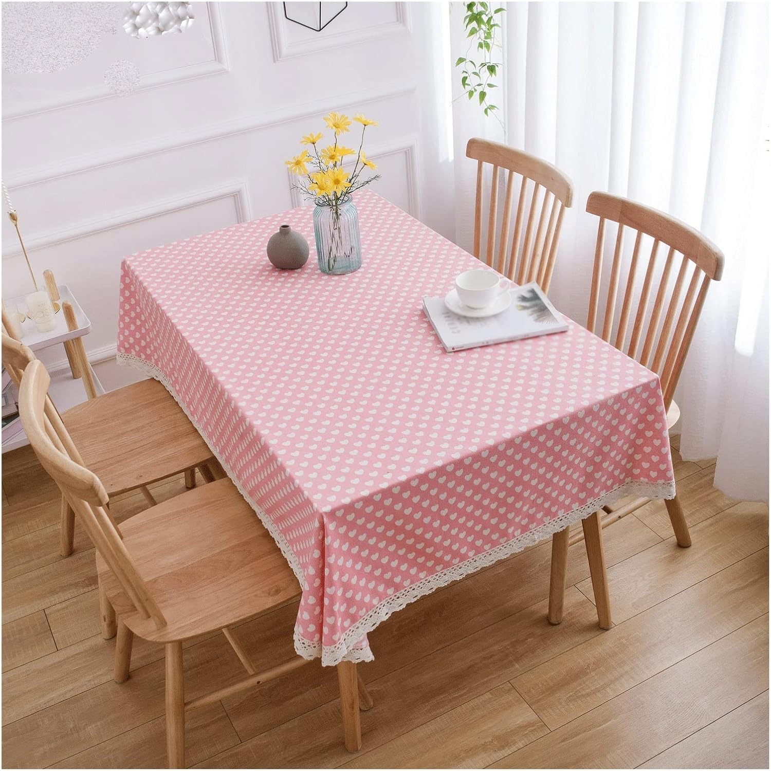 Love Print Rustic Tablecloth Tablecloth Household Cover Towel Family dustproof Cloth(90 * 90cm)