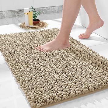 Yimobra Bathroom Rugs Non Slip Washable 24x17 Inch - Ultra Soft Absorbent Chenille Bath Mat, Quick Dry Shaggy Floor Carpet fo
