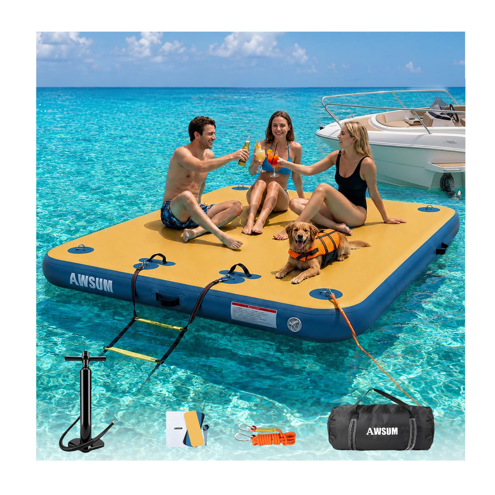 Photo 1 of AWSUM 8ft Inflatable Floating Dock, Lake Floats for Adults