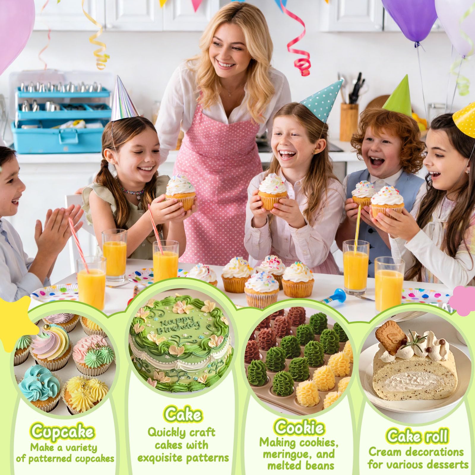 Suuker Kuchendekorationswerkzeug-Set, 236-teiliges Backzubehör mit Aufbewahrungskoffer, Zuckerguss-Spritzbeutel, Spritzbeutel und Spritztüllen-Set mit 36 nummerierten Spritztüllen, Gebäckbeutel für