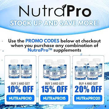 NutraPro Anti Wrinkle and Ageless Skin Vitamins - Dermal Repair Complex for Skin Repair with Collagen & Resveratrol, Alpha - Lipoic Acid & Hyaluronic Acid. Supplement for Dermal Renew and Anti-Aging.