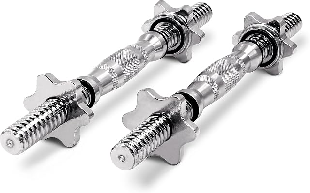 PROIRON Dumbbell Bar 14 Inches Spinlock Dumbbell Handles Standard 1 Weight Bar (Pair with 4 Metal Spinlock Collars)