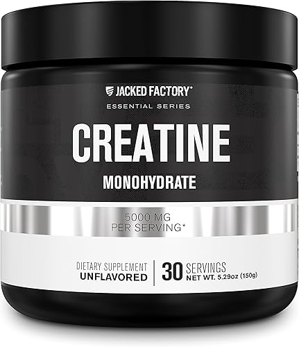 Jacked Factory Monohidrato de creatina en polvo 5.29 oz - Suplemento de creatina para el crecimiento muscular, mayor fuerza, mayor producción de