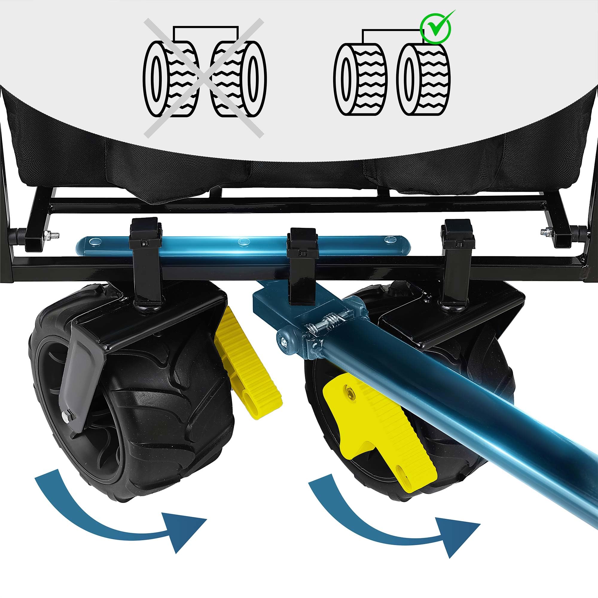 SAMAX Bollerwagen Handwagen Gartenwagen Strandwagen bis 200 kg - Klappbar Faltbarer Bollerwagen Transportwagen - Camping Edition Schwarz/Gelb