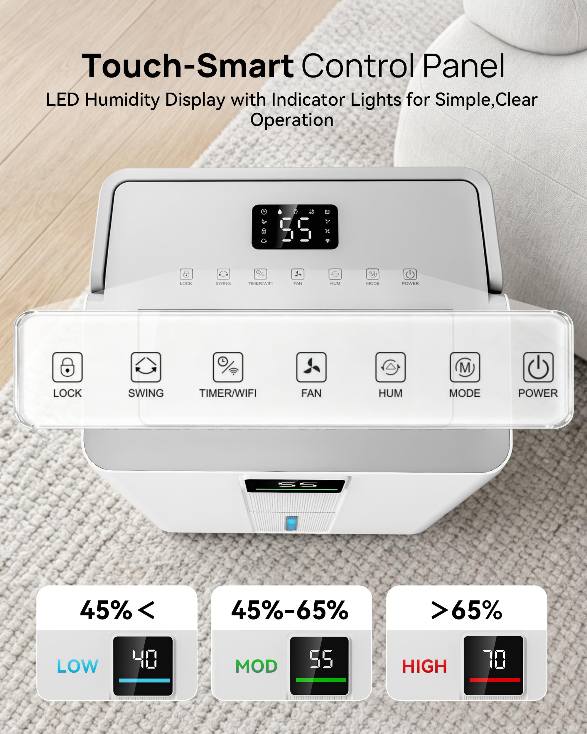 JUMMICO Deumidificatore 30L/Giorno Smart con Wi-Fi e Timer