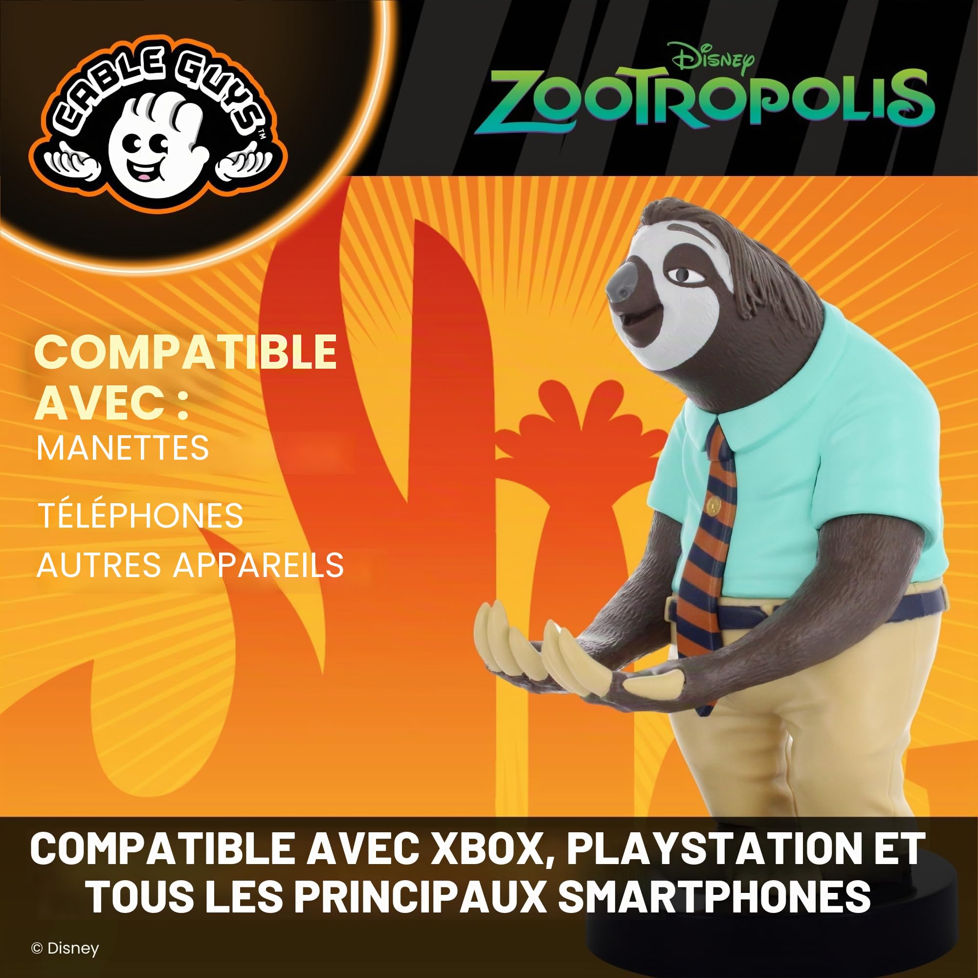 Cableguys Zootropolis Flash The Sloth Support Manette et Porte Telephone - Gaming Accessoire et Figurine pour Bureau et Gamer Setup, Compatible avec Xbox, PlayStation et la Plupart des Manettes